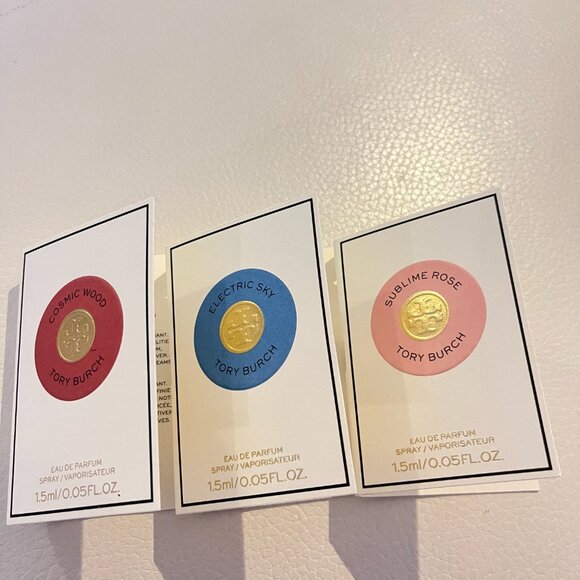 3 TORY BURCH SAMPLE EAU DE PARFUM COSMIC WOOD ELECTRIC SKY SUBLIME ROSE - Picture 5 of 5